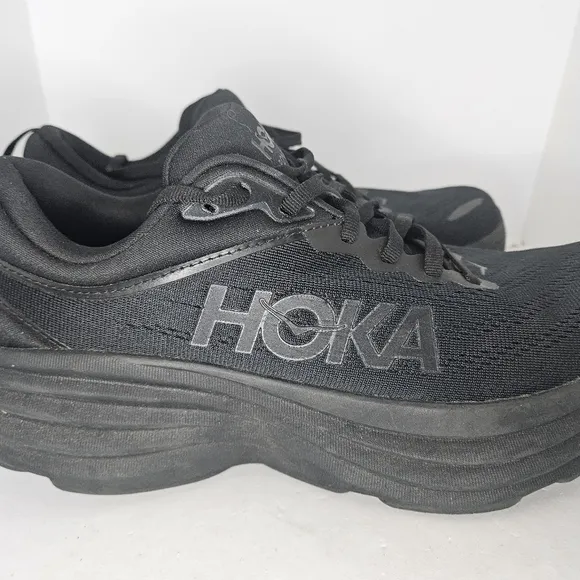 Hoka One One Mens Bondi 8 1123202 BBLC Black Running Shoes Sneakers Size 9D Used