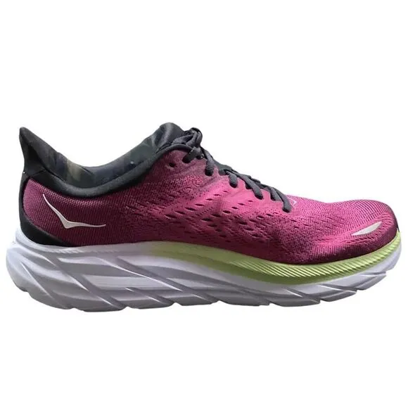 HOKA One One Running Shoes Women 10.5 B Pink Black Cliffton 8 Sneakers