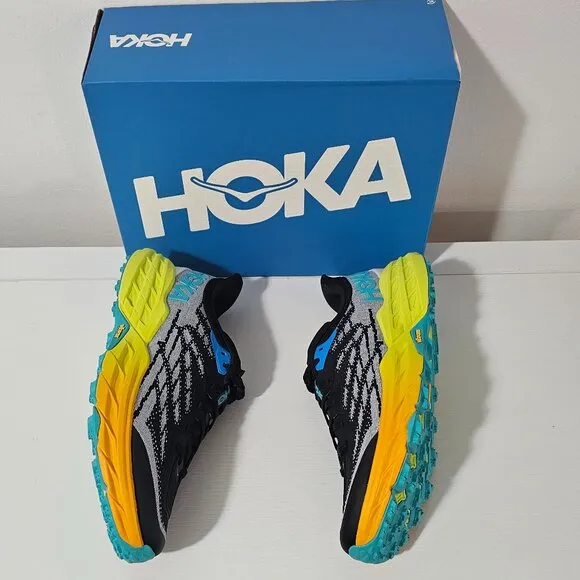 HOKA Speedgoat 5 Shoes - Black/Evening Primrose- Size 10.5 D - 1123157 BEPR