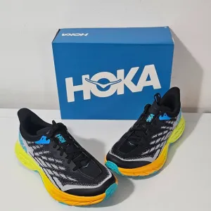 HOKA Speedgoat 5 Shoes - Black/Evening Primrose- Size 10.5 D - 1123157 BEPR