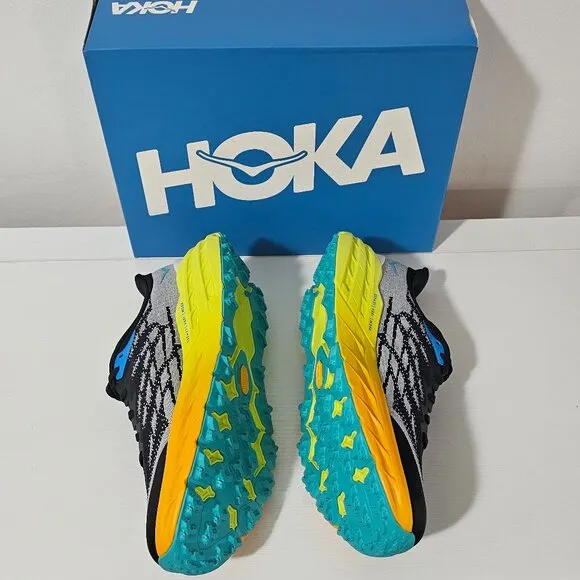 HOKA Speedgoat 5 Shoes - Black/Evening Primrose- Size 10.5 D - 1123157 BEPR