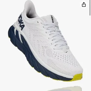 Hoka Women One One Clifton 7 Blanc De Blanc Black Iris Running Shoe Sneaker 10.5