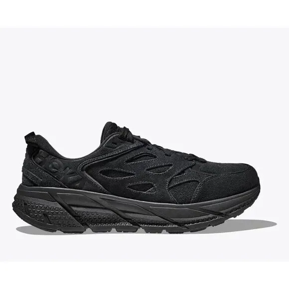 Hoka One One Clifton L Suede 1122571-BBLC Men's US 5 Black Running Shoes TF2011