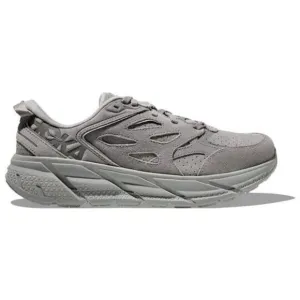 Hoka One One Clifton L Suede 1122571-LLTN Sneakers Men Gray Running Shoes TF1945