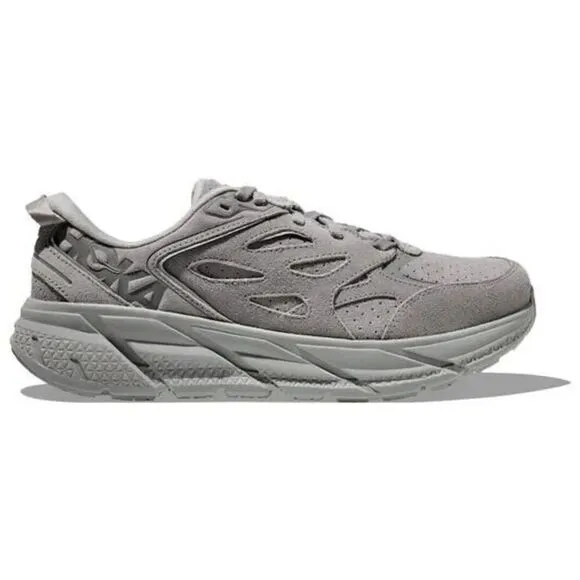 Hoka One One Clifton L Suede 1122571-LLTN Sneakers Men Gray Running Shoes TF1945
