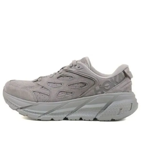Hoka One One Clifton L Suede 1122571-LLTN Sneakers Men Gray Running Shoes TF1945