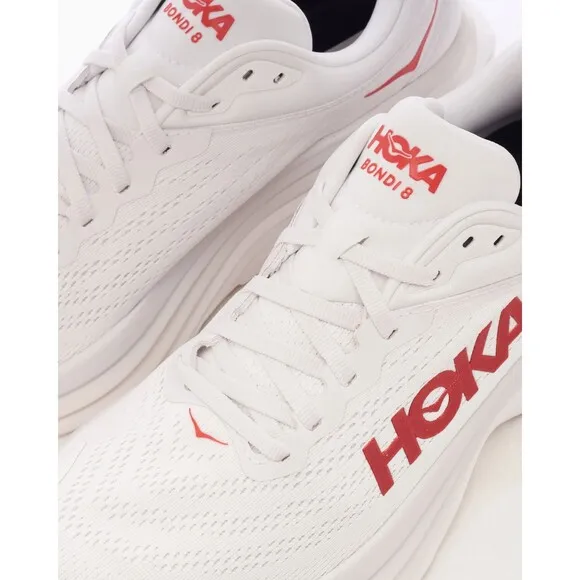 Hoka`Sneakers M Bondi 8 White/Vermillion 1123202-WVR Men's 11D