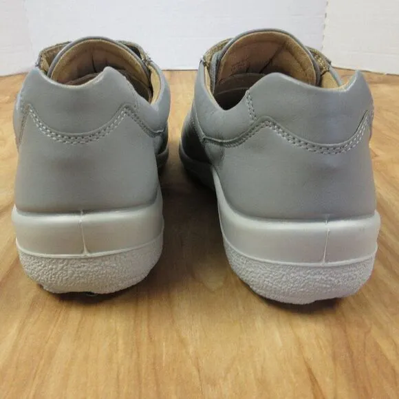 HOTTER Tone II Lace-Up Grey Shoes Sz 10 EEE Gray Leather Sneakers UK England NEW