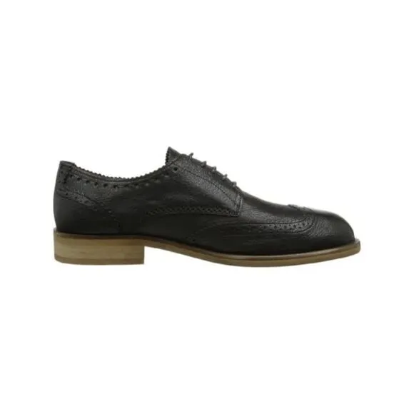 HUDSON Mens Black Wingtip Payne Round Toe Block Heel Leather Oxford Shoes 42