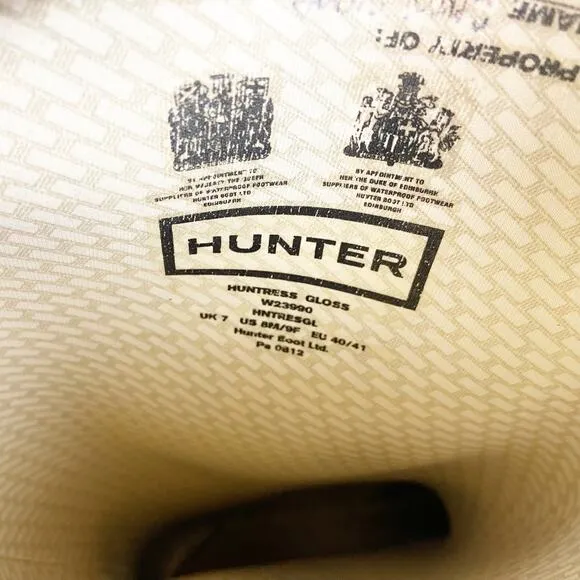 Hunter 8 M Womens Black Huntress Gloss Tall Rubber Rain Boots