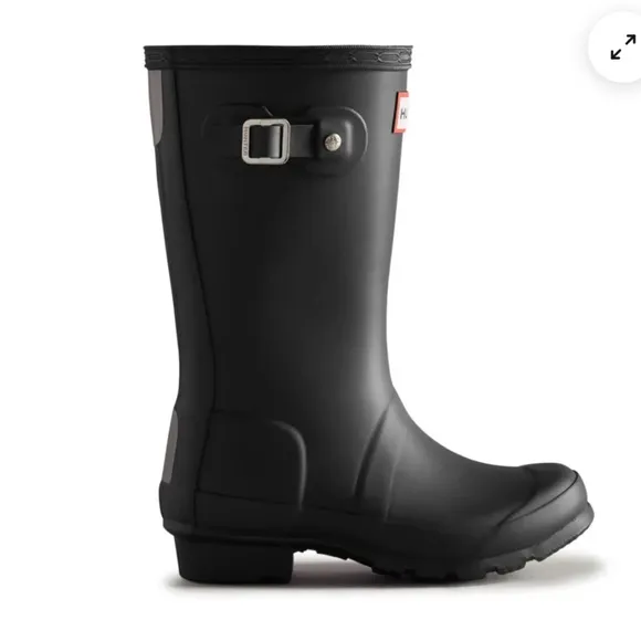 HUNTER Big Kids Original Rain Boots Youth 2 Rubber Black Matte Gender Neutral