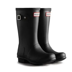 HUNTER Big Kids Original Rain Boots Youth 2 Rubber Black Matte Gender Neutral