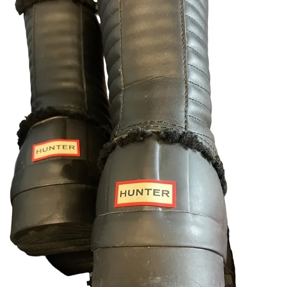 HUNTER BOOT Australian Shearling Lined Lace Up Rubber 10F 9M WFS-WFS-1010RLT