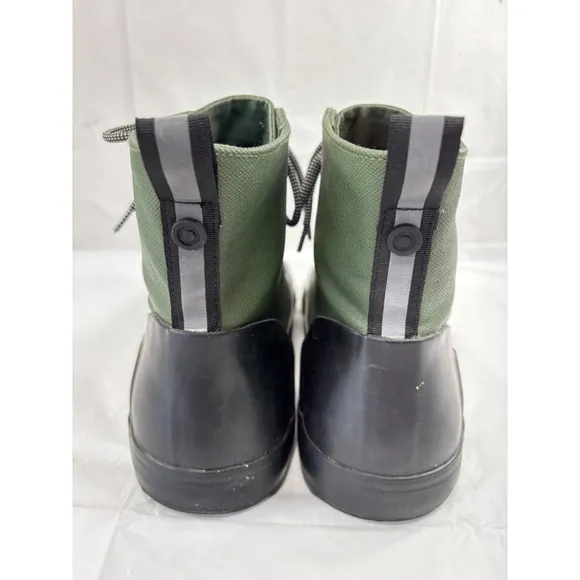 Hunter Boots Green Canvas Black Rubber Mens size 12