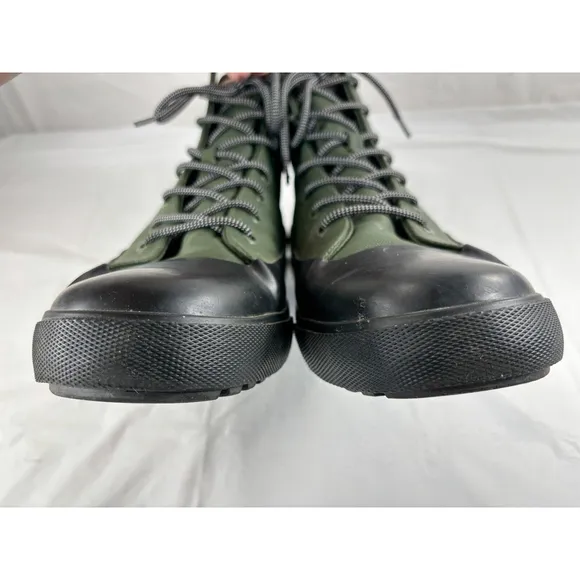 Hunter Boots Green Canvas Black Rubber Mens size 12