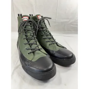 Hunter Boots Green Canvas Black Rubber Mens size 12