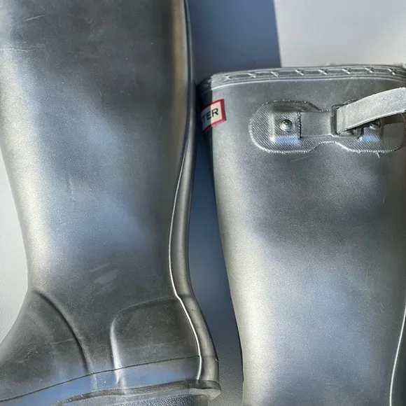 Hunter boots original metallic silver tall rain boots for women