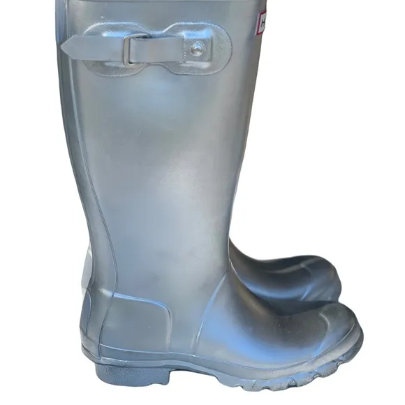 Hunter boots original metallic silver tall rain boots for women