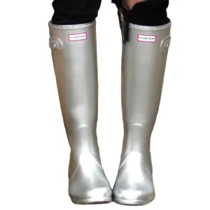 Hunter boots original metallic silver tall rain boots for women