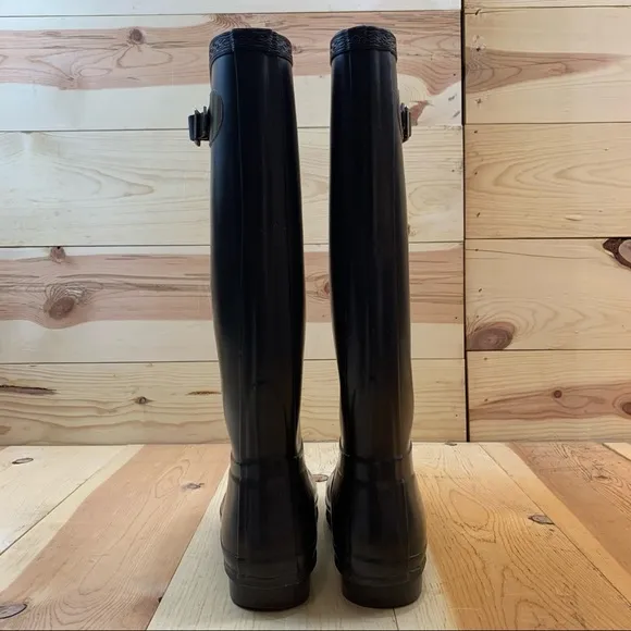 Hunter Festival Wellington tall brown rubber rain boots size 7