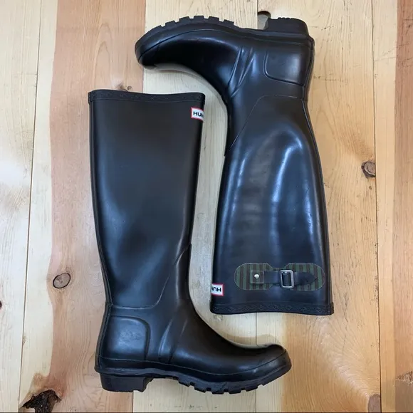 Hunter Festival Wellington tall brown rubber rain boots size 7