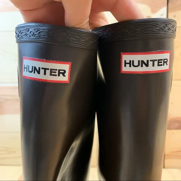 Hunter Festival Wellington tall brown rubber rain boots size 7