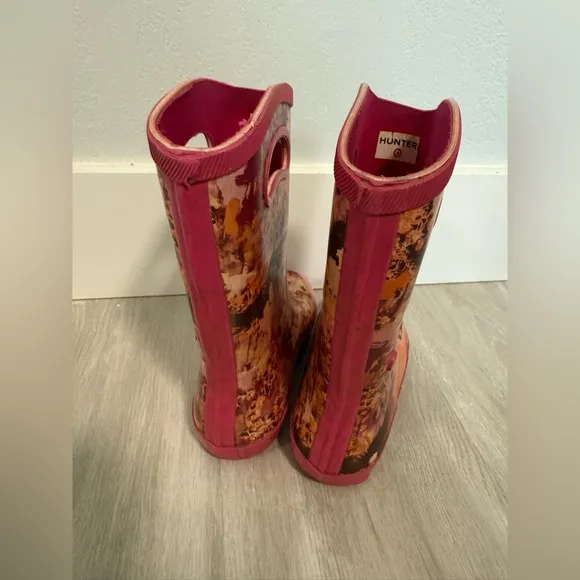 Hunter For Target Girls Hot Pink Speckled Rubber Rain Boots SIZE 1