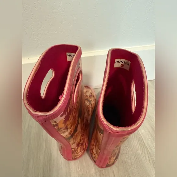 Hunter For Target Girls Hot Pink Speckled Rubber Rain Boots SIZE 1