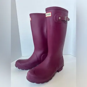 Hunter Girls Magenta Rubber Rain Boots Girls Size 6