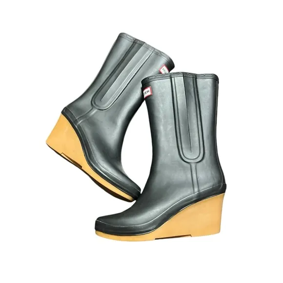 HUNTER Jessica Rubber Wedge Platform Boots