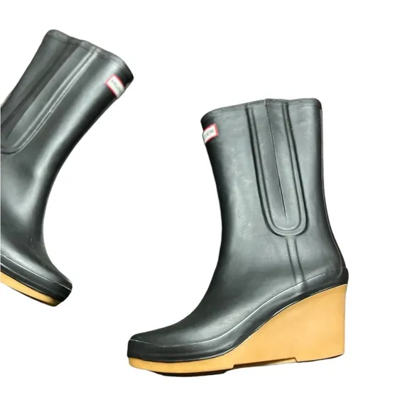 HUNTER Jessica Rubber Wedge Platform Boots