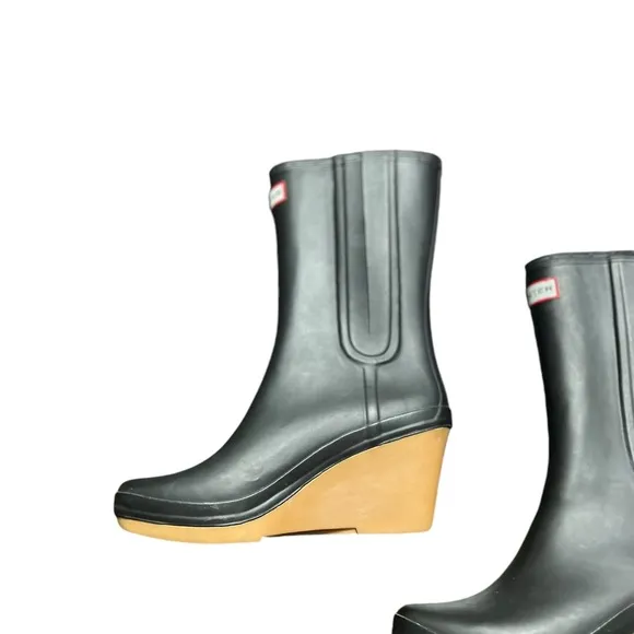 HUNTER Jessica Rubber Wedge Platform Boots