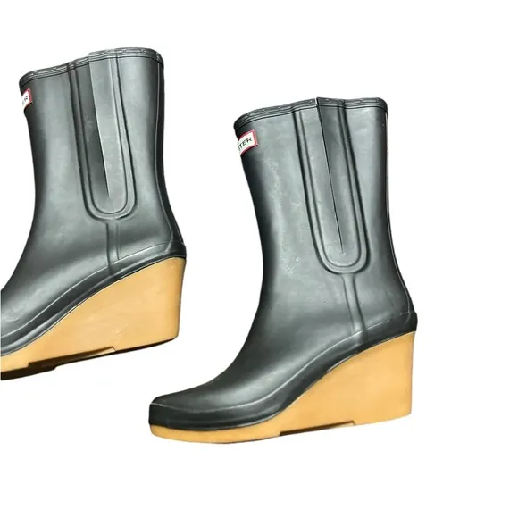 HUNTER Jessica Rubber Wedge Platform Boots