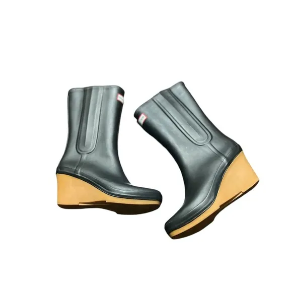 HUNTER Jessica Rubber Wedge Platform Boots