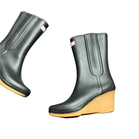 HUNTER Jessica Rubber Wedge Platform Boots