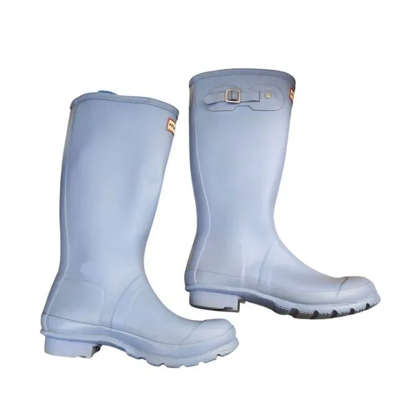 Hunter Kids Orginal unisex light blue rubber rain boots 6G 5B