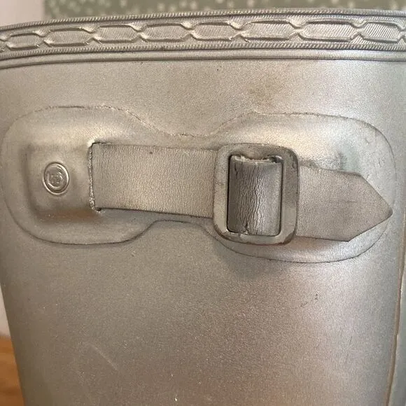 Hunter Metallic Silver Tall Rubber Rain Boots Size 6