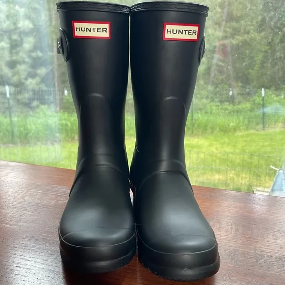 Hunter Original Black Matte Adjustable Rain Rubber Waterproof Boots New Womens 8
