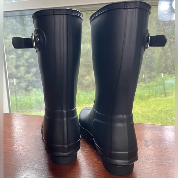 Hunter Original Black Matte Adjustable Rain Rubber Waterproof Boots New Womens 8