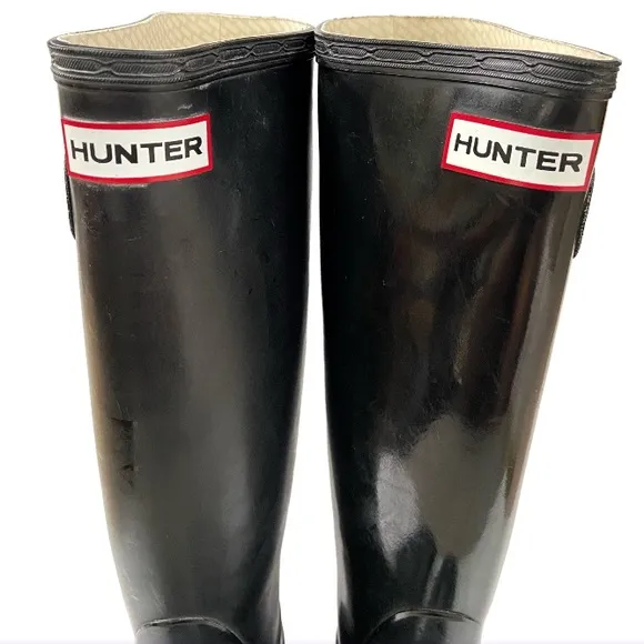 Hunter Original Gloss W23616 Rubber Boots Size Female 6 in Black