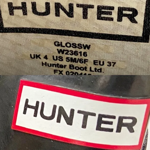 Hunter Original Gloss W23616 Rubber Boots Size Female 6 in Black
