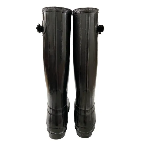 Hunter Original Gloss W23616 Rubber Boots Size Female 6 in Black