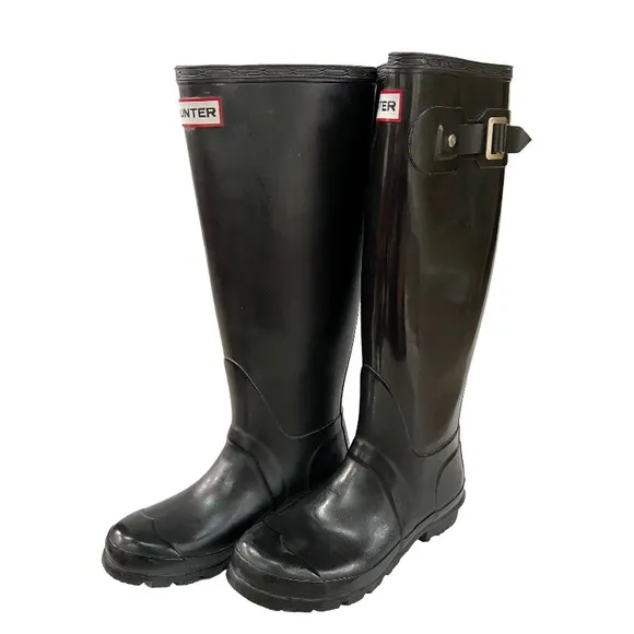 Hunter Original Gloss W23616 Rubber Boots Size Female 6 in Black