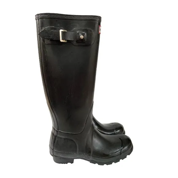 Hunter Original Gloss W23616 Rubber Boots Size Female 6 in Black