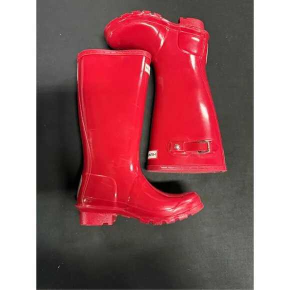 Hunter Original Kids Gloss Vital Burgundy Rubber Rain Boots 1B 2G