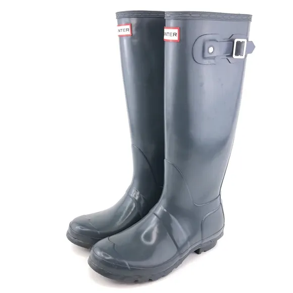 Hunter Original Tall Gloss Rubber Wellington Rain Boots 7