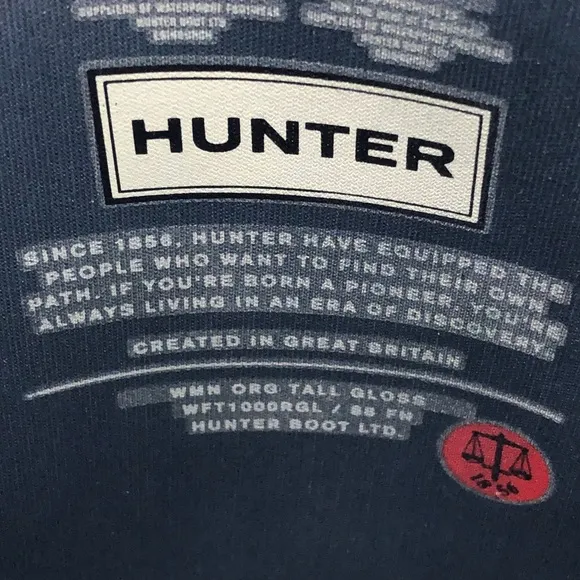 Hunter Original Tall Gloss Rubber Wellington Rain Boots 7