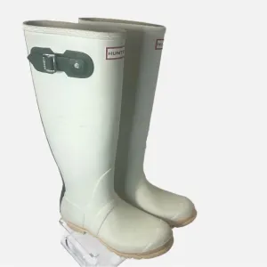 HUNTER Original Tall Knee High Rain Rubber Boots Cream 39 EU 7M/8F