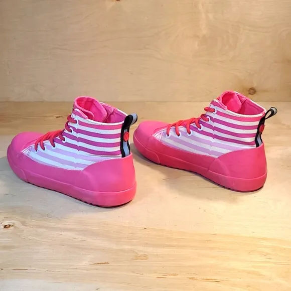 Hunter Pink Rubber/Canvas Kids Ankle Rainboots