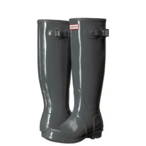Hunter Rain Boots Original Tall Gloss Rubber Knee High Dark Slate Grey